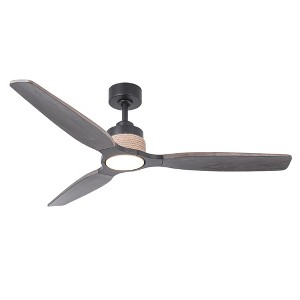 Parrot Uncle 56" Black Farmhouse LED Ceiling Fan with Remote and Light - 1 of 4