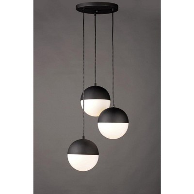 Satin White Glass & Black Nickel Globe Island LED Pendant