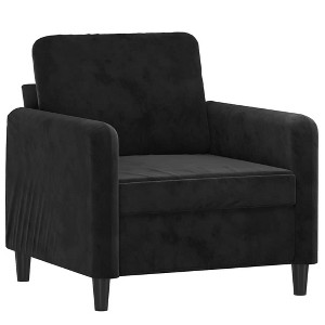 VidaXL Black Velvet Sofa Chair - Modern One-Seater Lounger with Metal Frame, Thick Padding, and Smooth Fabric for Living Room - 1 of 4