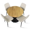 Harrison+Bingo 5-Piece Round-Shaped Wood Grain Dining Table Set With 4 Upholstered Chairs Black Legs-Maison Boucle - 3 of 4