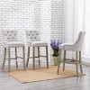 WestinTrends 29" Linen Tufted Buttons Upholstered Wingback Bar Stool (Set of 3) - 2 of 4