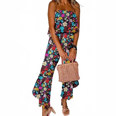 Women's Printed Tube Wide Leg Jumpsuit - Trendsi