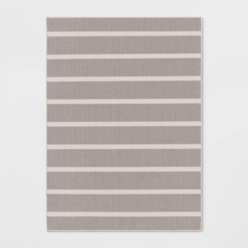 4'x5'6'' Mini Striped Rug Gray - Room Essentials