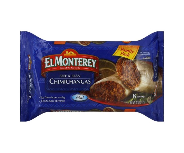 El Monterey Family Pack Beef & Bean Frozen Chimichangas - 8pk
