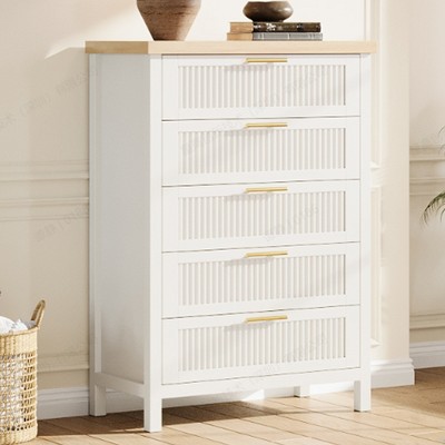 Dresser for Bedroom Rattan Chest of Dressers Tall Dresser for Closet with Drawers Boho Night Stand Large