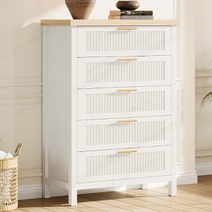 Dresser for Bedroom Rattan Chest of Dressers Tall Dresser for Closet with Drawers Boho Night Stand Large - 1 of 4