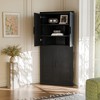 Wooakway Tall Wood Storage Cabinet Pantry Organizer with 4 Adjustable Shelves Doors Decorative Storage Cabinet Natural Wood/Black/Light Walnut/White - 3 of 4
