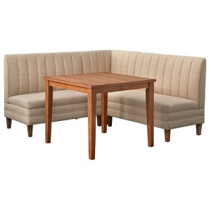 Lifestorey 4pc Linstrom Breakfast Nook Dining Set Driftwood/Cream - 1 of 4
