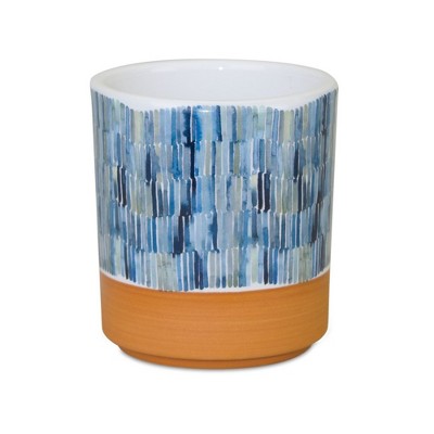 Blue and Terracotta Dolomite Mini Planters Set of 3