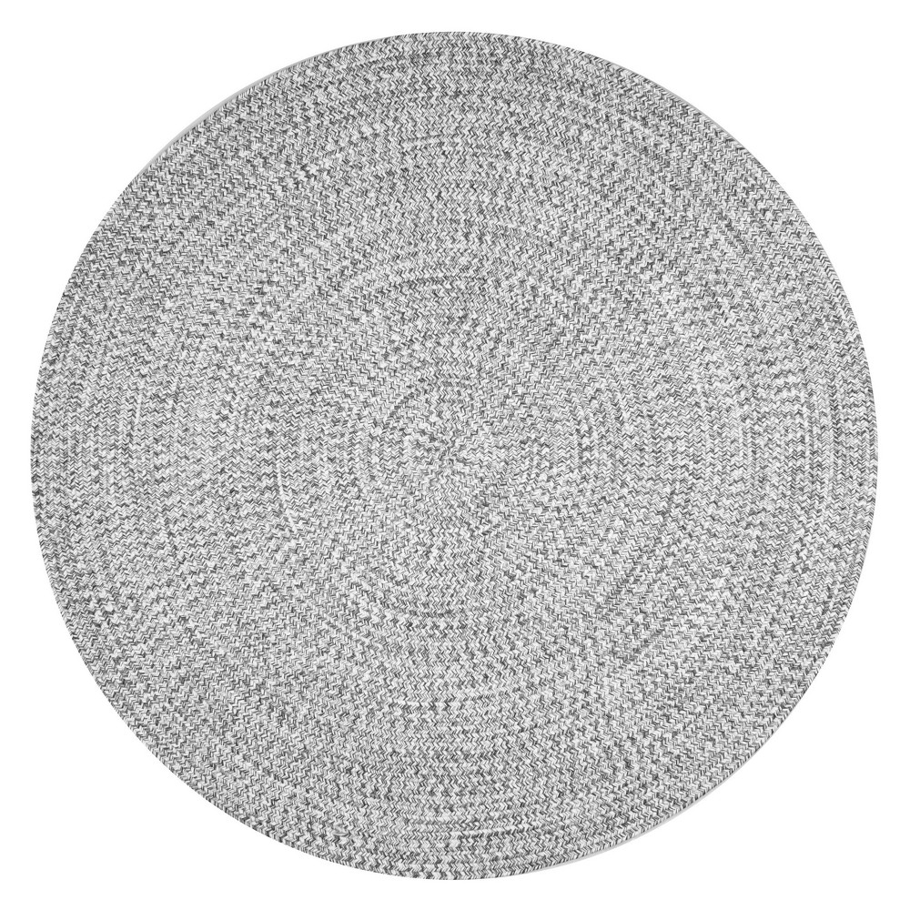 6' Round Wynn Braided Indoor/Outdoor Area Rug Salt/Pepper - nuLOOM