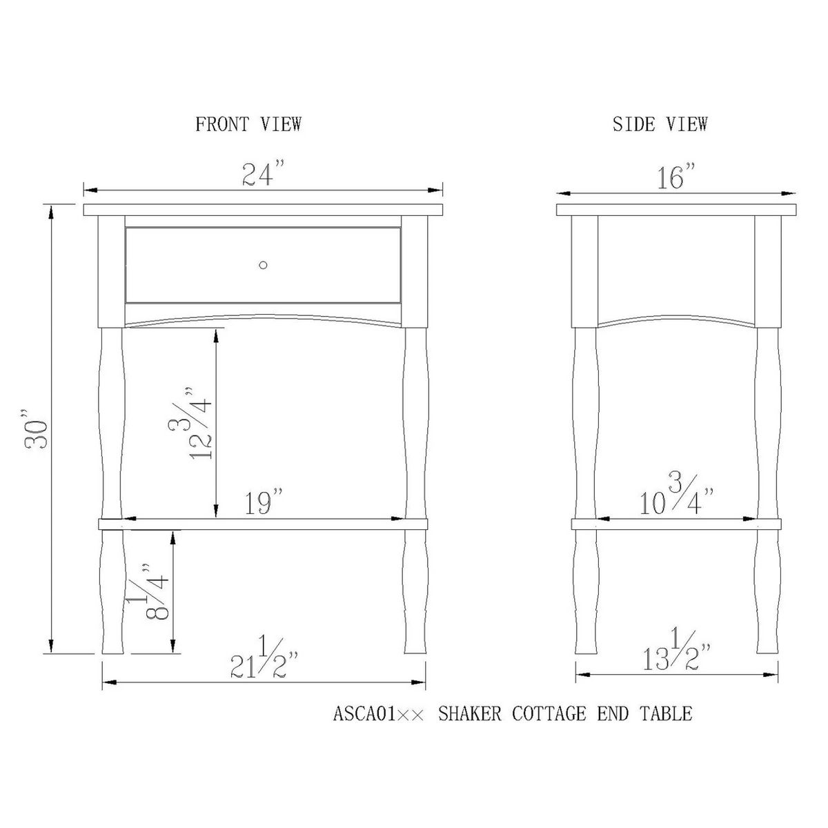 Shaker Cottage  End Table with Drawer and Shelf - Alaterre Furniture - thumbnail 4
