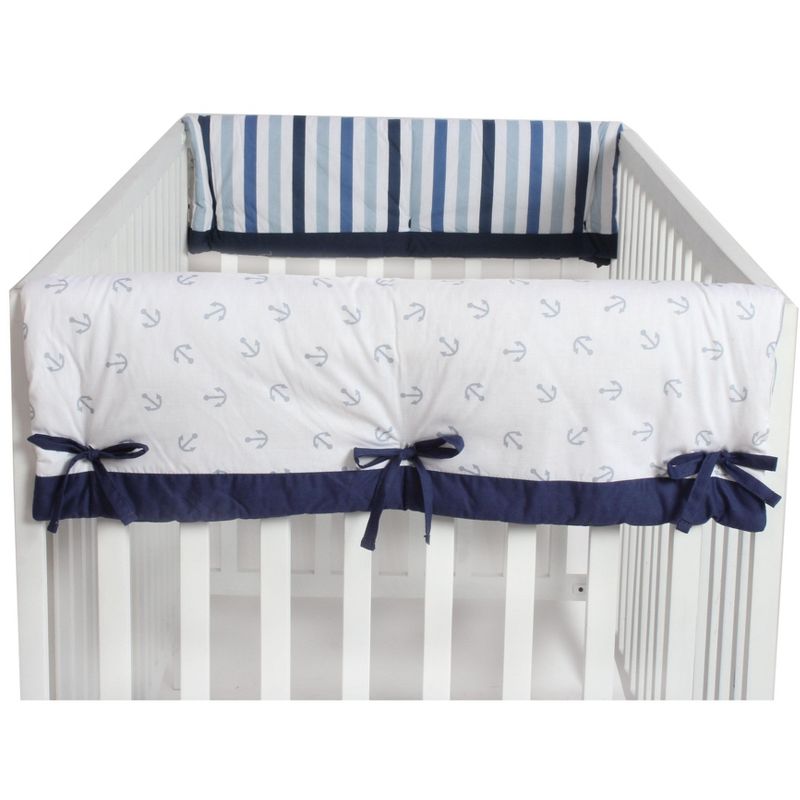 Bacati - Little Sailor Crib Rail Guard Covers set of 2 Small Side, 1 of 7
