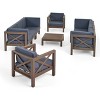 Christopher Knight Home Bruce 8 Seater Acacia Wood Patio Set with Slatted Coffee Table and Cushions - 2 of 4