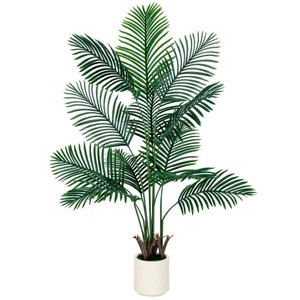 VIVATREES 5FT 6FT Areca Palm Artificial Golden Cane Palm Faux Tree with White Pot, Artificial Plants for Home Office Decor Interior Outdoor Decoration - 1 of 4