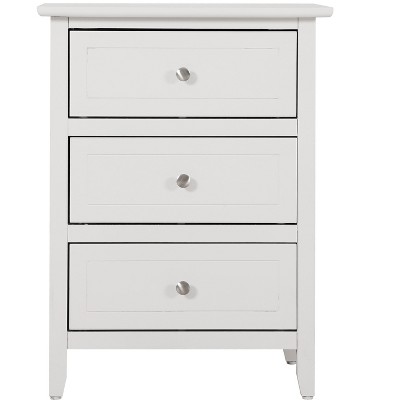 Passion Furniture Louis Philippe 3 Drawer White Nightstand 29 in. H x 16 in. W x 21 in. D