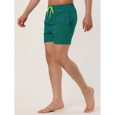 Lars Amadeus Men's Summer Solid Color Lightweight Elastic Waist Beach Swimming Trunks 2 Packs Dark Green/Sky Blue 36 — фото 2
