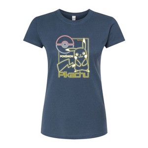 Women's - Pokémon - Neon Pikachu Fitted Graphic T-Shirt - 1 of 3