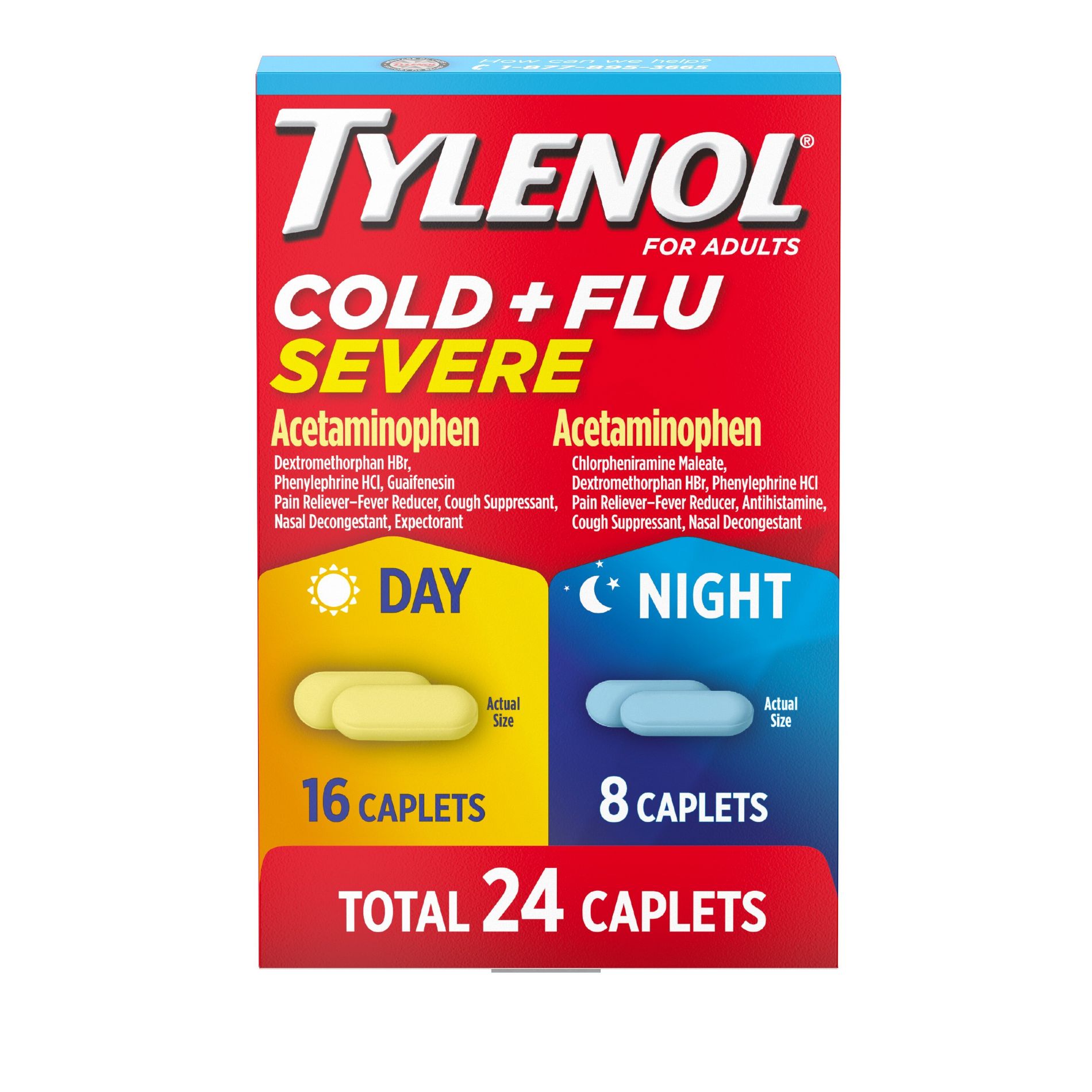 Tylenol Cold+Flu Severe Day/Night Caplets - Acetaminophen - 24ct