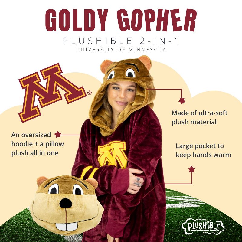 University of Minnesota Golden Gophers Snugible Blanket Hoodie & Pillow, 3 of 10