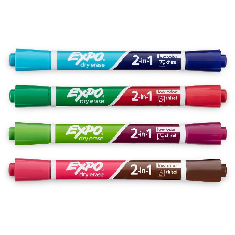 Expo 4pk Dry Erase Markers 2-in-1 Dual End Chisel Tip Multicolored, 5 of 10