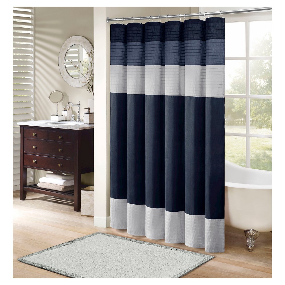 Madison Park Striped Shower Curtain, Blue