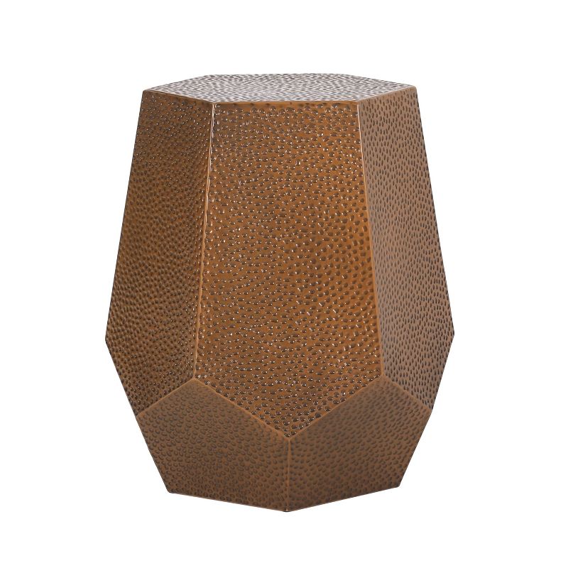 Pamsha Modern Hammered Iron Geometric Brushed Antique Side Table Bronze - Christopher Knight Home, 1 of 10