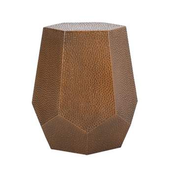 Pamsha Modern Hammered Iron Geometric Brushed Antique Side Table Bronze - Christopher Knight Home