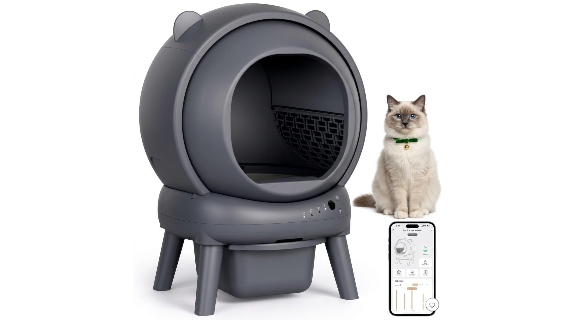 Cumrige Smart Automatic Litter Box for Multiple Cats, Large Capacity Self-Cleaning Design with App Control