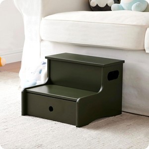 Kings Brand Furniture Wooden Toddler Step Stool for Kids with Storage for Bedroom, Bathroom, Kitchen - 1 of 4