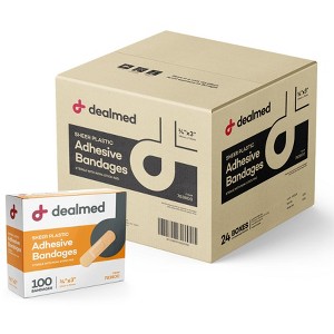 Dealmed 3/4" x 3" Sheer Adhesive Bandages with Non-Stick Pad, Latex Free Wound Care - 1 of 4