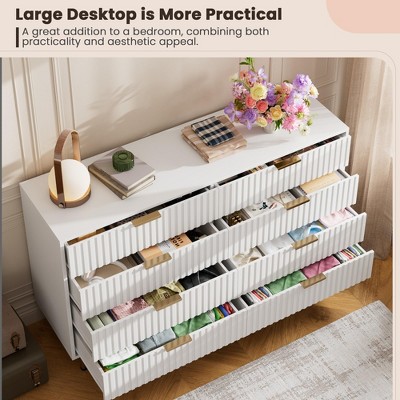 54" 8-Drawer Dresser - Wide Wooden Dresser with Deep Storage, Modern Double Dresser for Bedroom, Living Room or Nursery