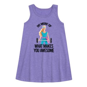 - Barbie - Do What Makes You Awesome Graphic Sleeveless Aline Dress - 1 of 2