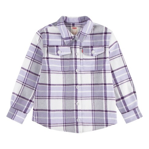 Levi's® Girls' Plaid Shacket - Purple - image 1 of 4