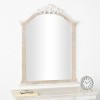 Olivia & May 37"x28" Wooden Arched Scroll Wall Mirror with Brown Distressing Cream: No Assembly, Modern Decor - 2 of 4