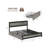 Bed Frame With Headboard, Industrial Platform Bed Frame with 4 Storage Drawers and Charge Station, Strong Metal Slats Support. - 2 of 4