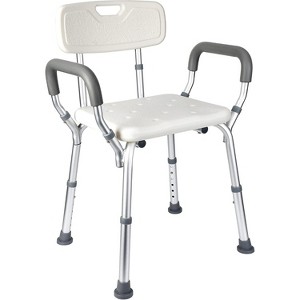 Shower Seat with Adjustable Height, Padded Armrests and Backrest, 350 Lb Capacity, Slip-Resistant Bathtub Shower Chair for Seniors and Disabled - 1 of 4
