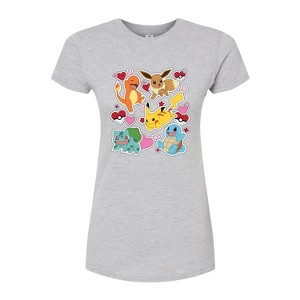 Women's - Pokémon - Valentine's Day Heart Sticker Fitted Graphic T-Shirt - 1 of 2