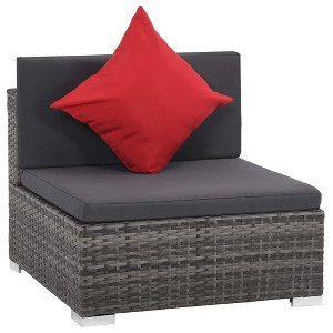 vidaXL Gray Poly Rattan Patio Lounge Set - 8 Piece Sofa Set with Cushions and Glass Tabletop for Garden and Outdoor Living - 1 of 4
