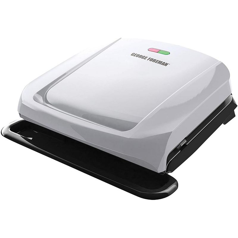 George Foreman 4 Serving Electric Indoor Grill and Panini Press in Silver, 1 of 6