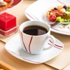 vancasso 30-Piece Porcelain White and Red line Dinnerware Set with Dinner/Soup/Dessert Plates Cups Saucers Service for 6 People - 4 of 4