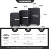 BEAFUP Hardshell Suitcase Double Spinner Wheels PP Luggage Sets Lightweight Durable Suitcase with TSA Lock, Set of 3(20/24/28) - 3 of 4