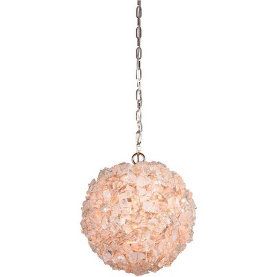 Polished Nickel and Glass Drum Pendant Light