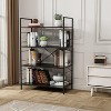 Acekool 4 Tier Industrial Bookshelf, Brown Storage Shelf with Steel Frame, X Bars, for Living Room Bedroom Office, 30 x 14 x 45 Inch - 2 of 4