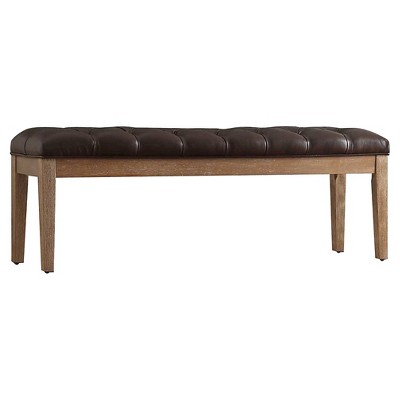 Beechhurst Button Tufted Bench Wood Marbled Chocolate - Inspire Q