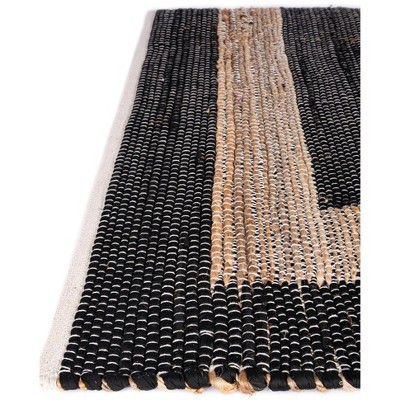 Handmade Black Geometric Braided Jute Area Rug 5' x 8'