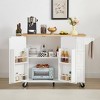 Airsurfer Kitchen Cabinet with Drop Leaf Countertop, Rolling Kitchen Cabinet Cart , Barn Door Kitchen Table with Storage Cabinet and Tower Rack - 2 of 4