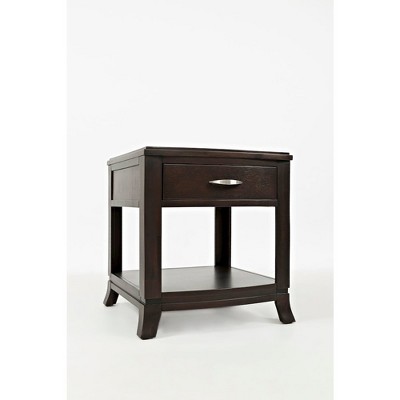 Dark Merlot Acacia Wood End Table with Storage