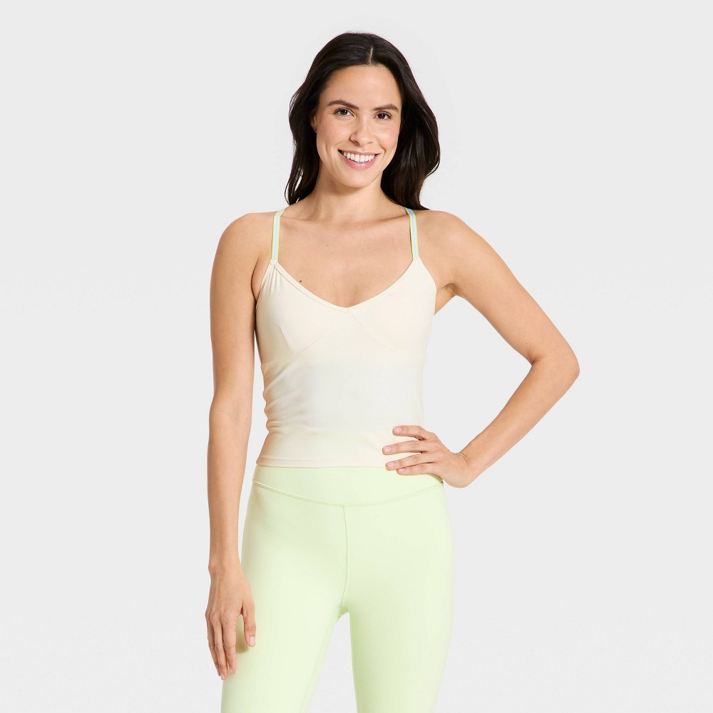 Women's Everyday Soft V-Neck Cami Support Tank Top - All In Motion™ Cream XS