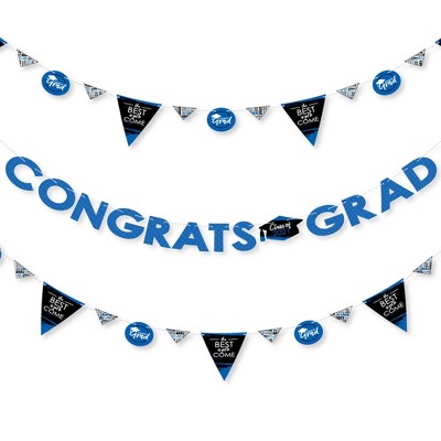 Big Dot of Happiness Blue Grad - Best is Yet to Come - 2021 Royal Blue Grad Letter Banner Decor - 36 Banner Cutouts and Congrats Grad Banner Letters