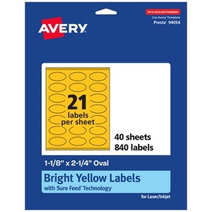 Avery Bright Yellow Paper Labels, 1-1/8" x 2-1/4" Oval - 1 of 4